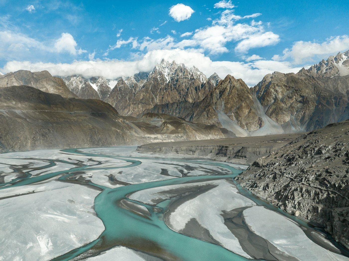 The Hunza valley and river in northern Pakistan