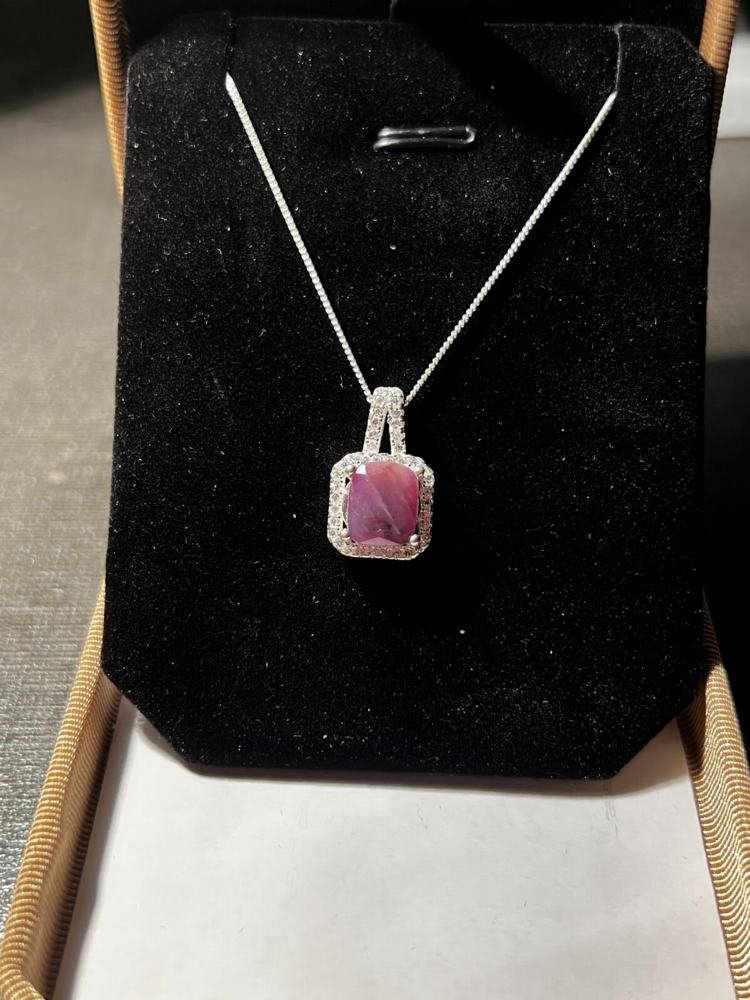 Ruby Heart Pendant in Silver